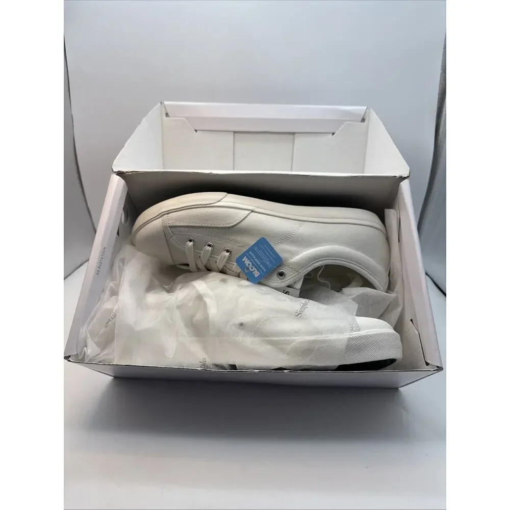 Simple Shoes S1 Organic Cotton Canvas Trainers White/White M12/W14